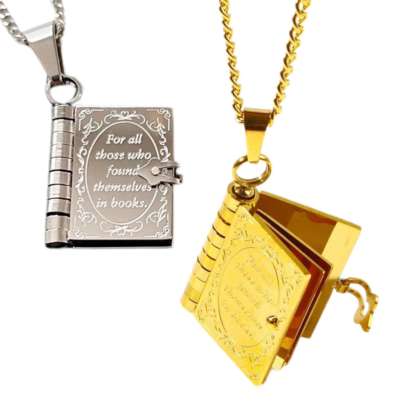 Collana con ciondolo a forma di libro, ciondolo libretto personalizzato