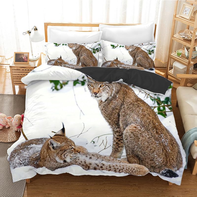 Funda nórdica lince de las nieves suave 155x220cm microfibra para cama 90 infantil
