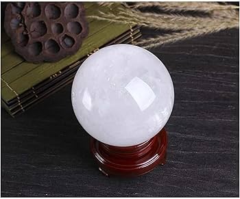 木製台座付き 天然石 置物 風水 Amazon.co.jp: 白水晶 丸玉 風水 置物 台座付き クリスタル
