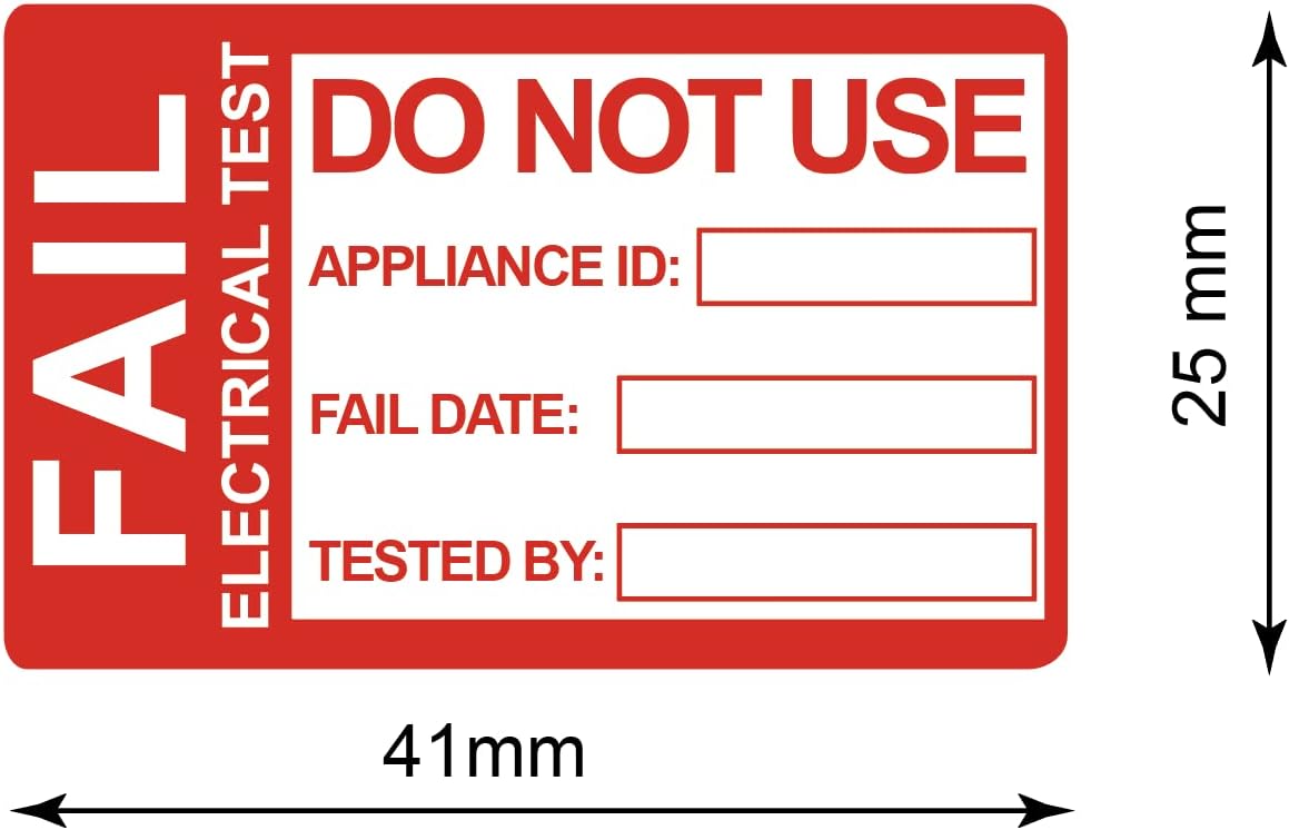 Poskornwel 25x41mm Waterproof 200 PCS Pass PAT Testing Labels with 20 PCS Fail Appliance Testing Labels Without Residue - Image 5