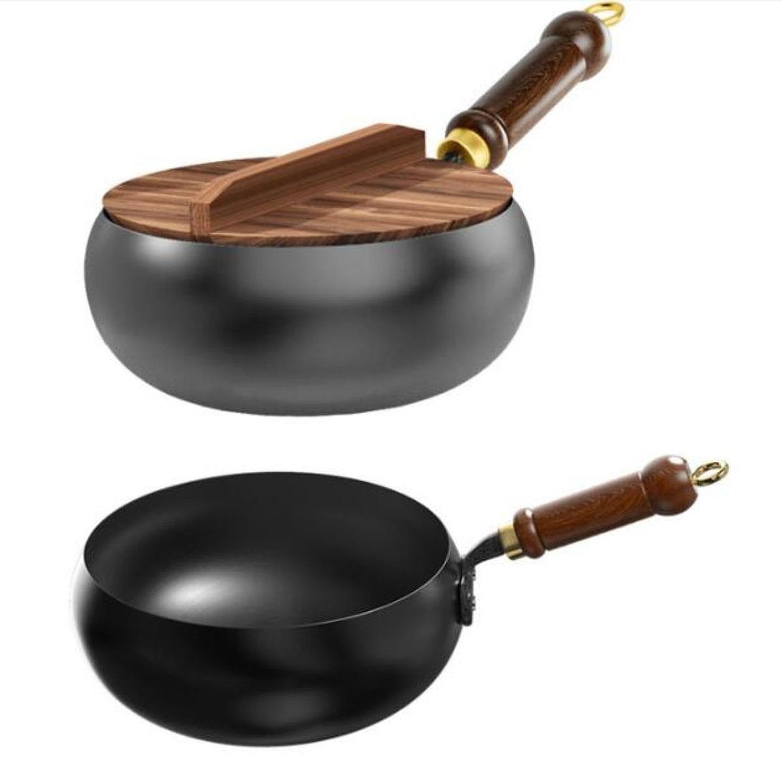 Padella Wok da 45 pollici per una cottura fluida con rivestimento antiaderente e manico ergonomico. Il Wok cinese è adatto a tutti i tipi di cottura, coperchio in vetro, 24 cm