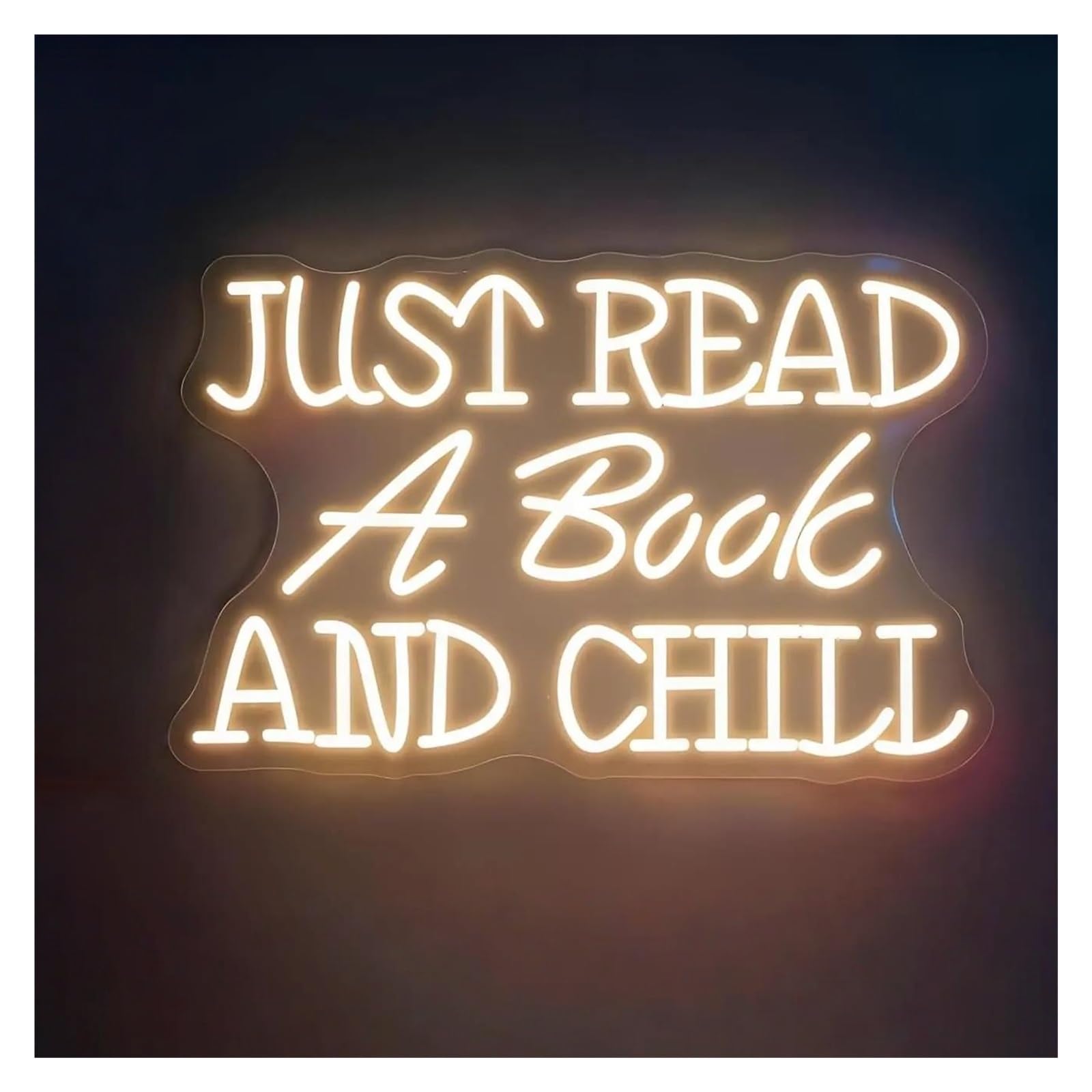 Decoración Lámparas Just Read A Book And Chill Letrero De Neón Luz LED Regulable Para Librería Estudio Ambiente Dormitorio Café Decoración De Pared 17.72inx11.42in