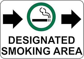Designated Smoking Area W Right Arrow Aluminum Metal Sign 10 in x 7 in