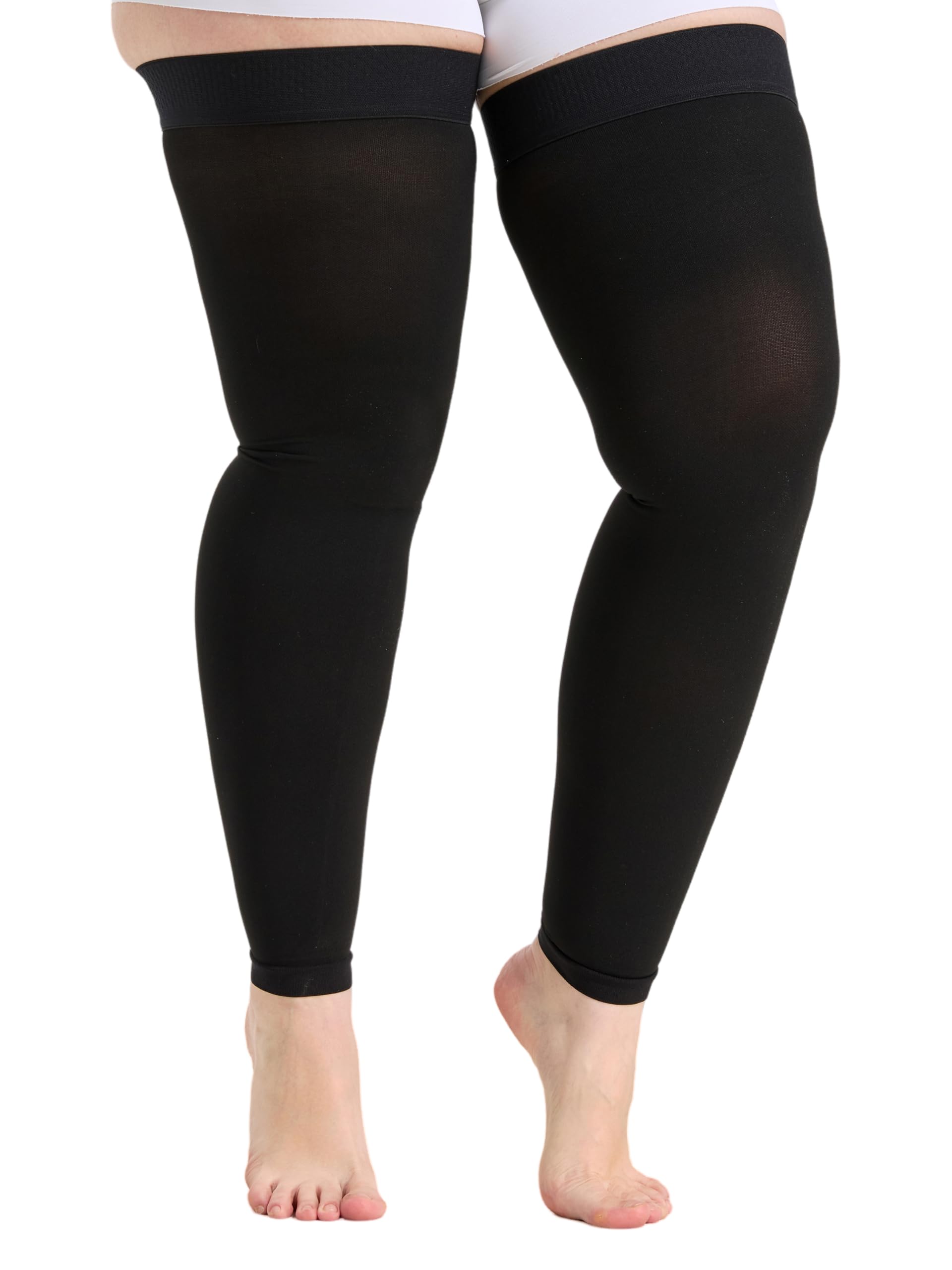 TOFLY Plus Size Thigh High Compression Stockings Footless 20-30 mmHg