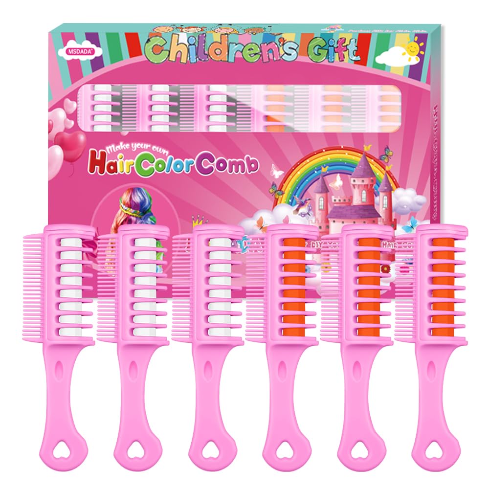6 Pcs Capelli Gesso Pettine per Bambini, Gessetti per Capelli Temporaneo Gesso Colorantedi Regalo di Compleanno per Ragazze Età 6 7 8-12+per Halloween,Natale,Giorno dei Bambini(Bianco+Arancione)