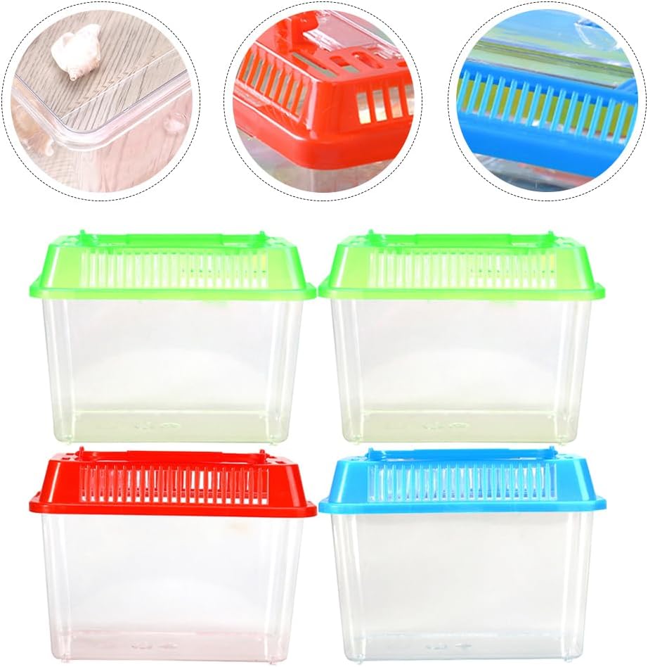 5pcs Portable Handheld Aquarium Fish Tank Mixed Tank Transparent Pet Carrier Turtles Hamsters Fish