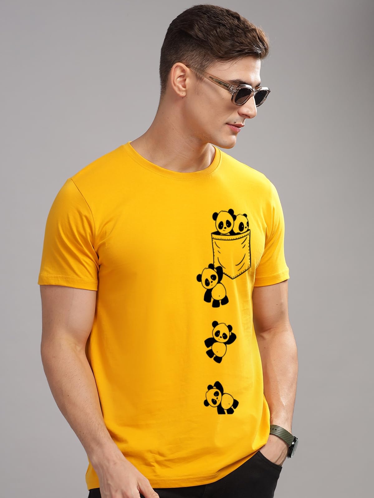 ADRO Męski T-shirt, 3-pak, 100% bawełna, elastan, regularny krój, okrągły dekolt, pół rękawy
