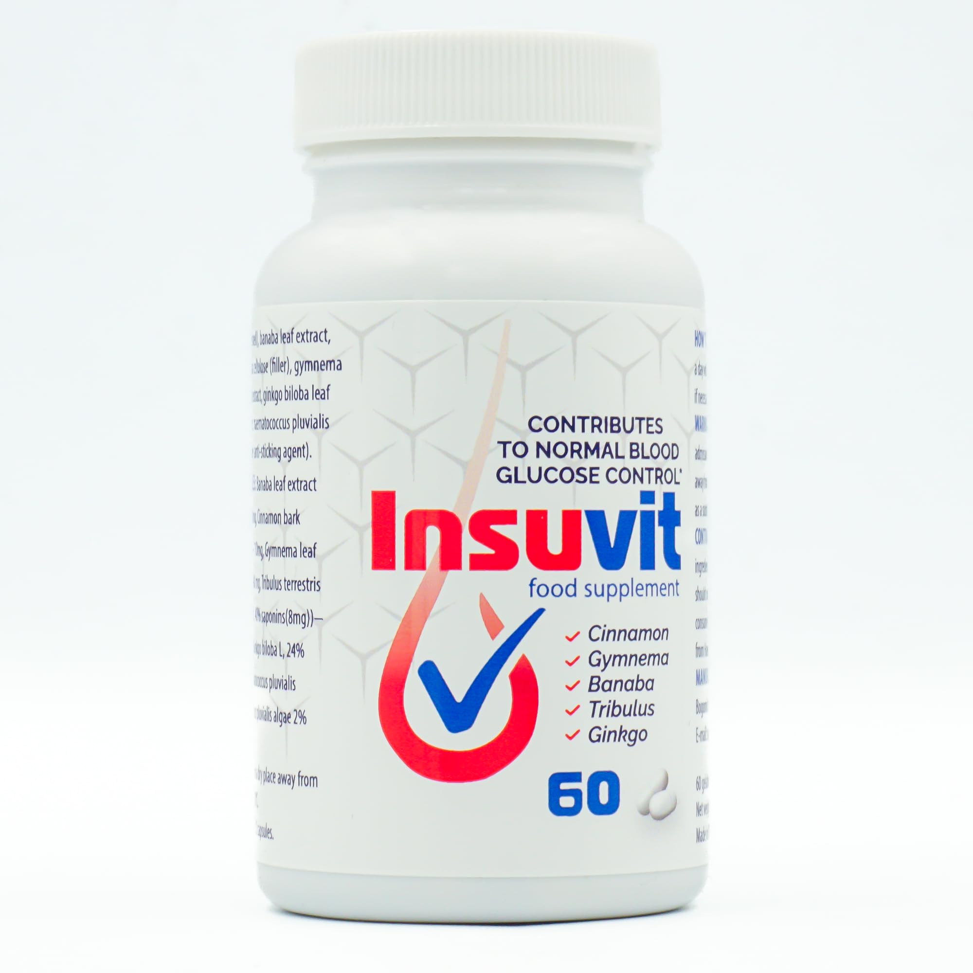 Insuvit – 60 Capsule – Integratore Naturale con Banaba, Cannella, Tribulus, Ginkgo e Astaxantina – Senza Glutine – Made in EU (1)
