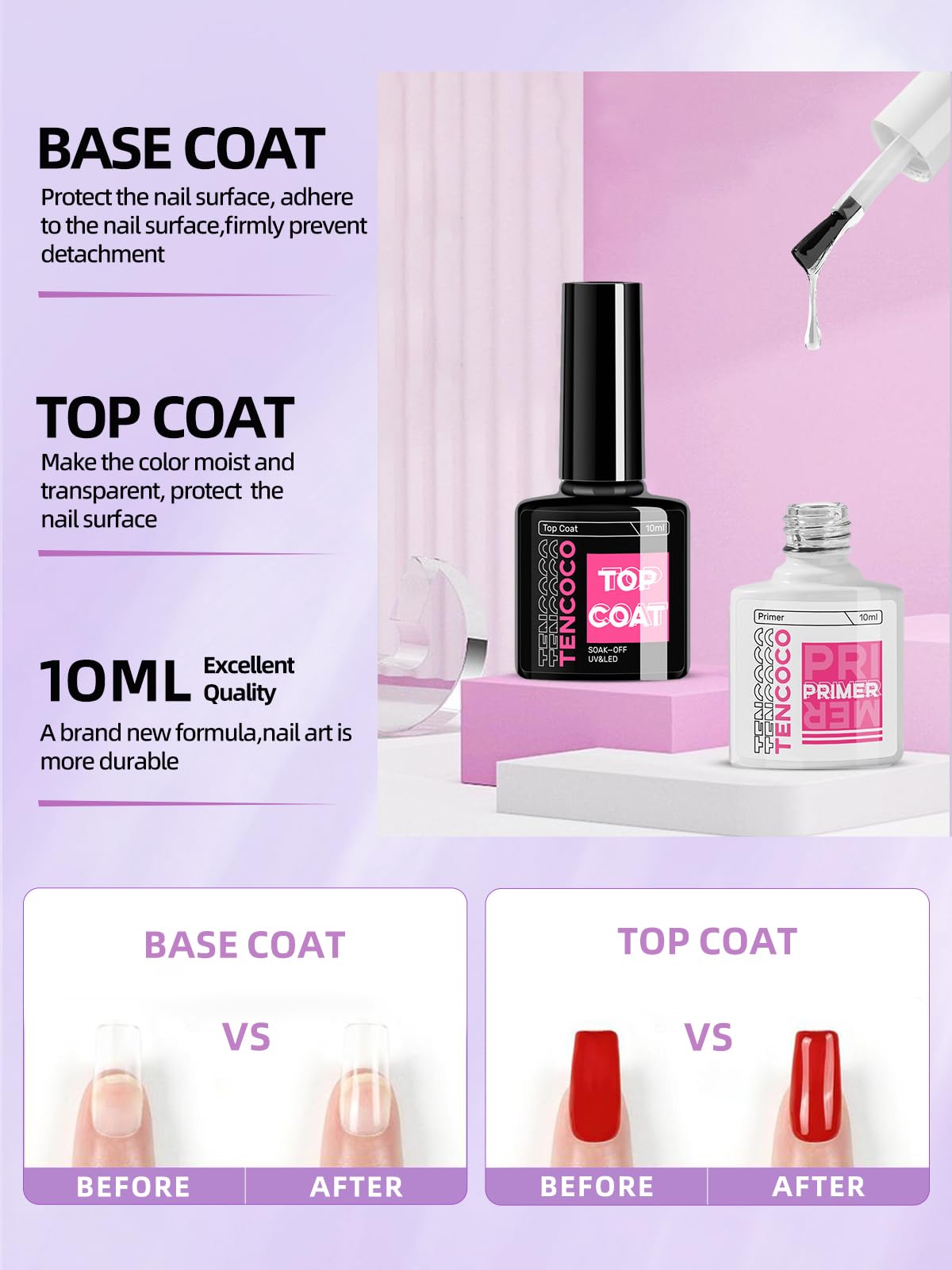 WONEDIRR Gel Nail Polish Set: 2 Bottles Multi Purpose Gel Nail Kit, No Wipe Top Coat/ Base Coat/ Rose Cuticle Oil Pen - Image 2
