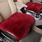 Wool Car Interior Seat Cover, U&M Fluffy Faux Sheepskin Seat Cushion Pad Winter Mat Universal Fit for Comfort in Auto, Plane, Office, or Home(18 Inch X 18 Inch)
