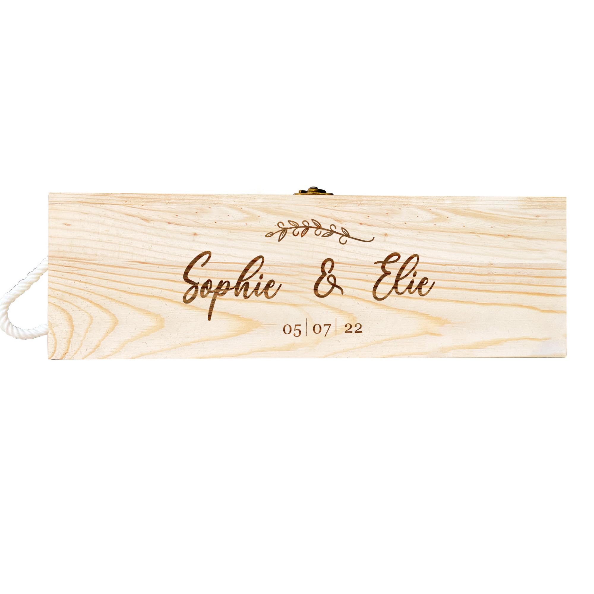 EDSG Personalised Wine Box Wooden Wine Gift Box for Wedding Anniversary Engagement Engraved Wedding Couples Gifts Custom Wooden Gift Boxes Red Wine Holder Champagne Bottle Boxes(Design 2)