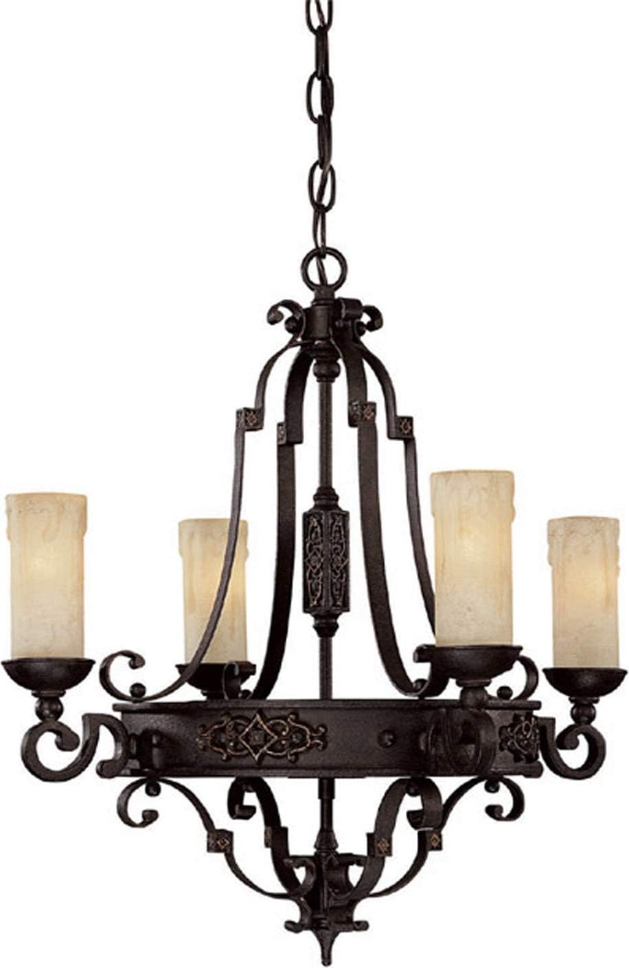 Capital Lighting 3604RI-279 Chandelier with Rust Scavo Glass Shades, Rustic Iron Finish