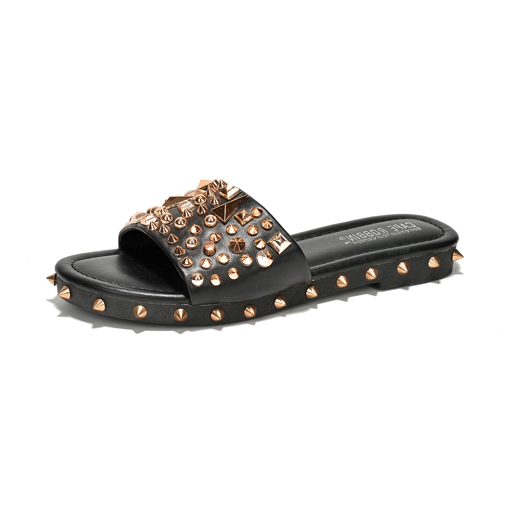 Cape RobbinWomen's Studded Flat Sandals - Open-Toe Summer Dressy Slip-On Sandals (Tonie)