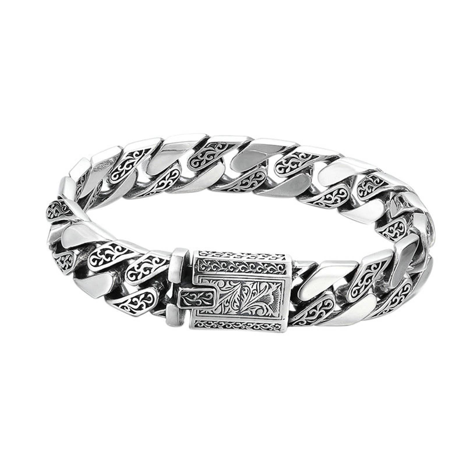 Echter 925er Silber Herren Armbänder Kubanerkette Weinstock