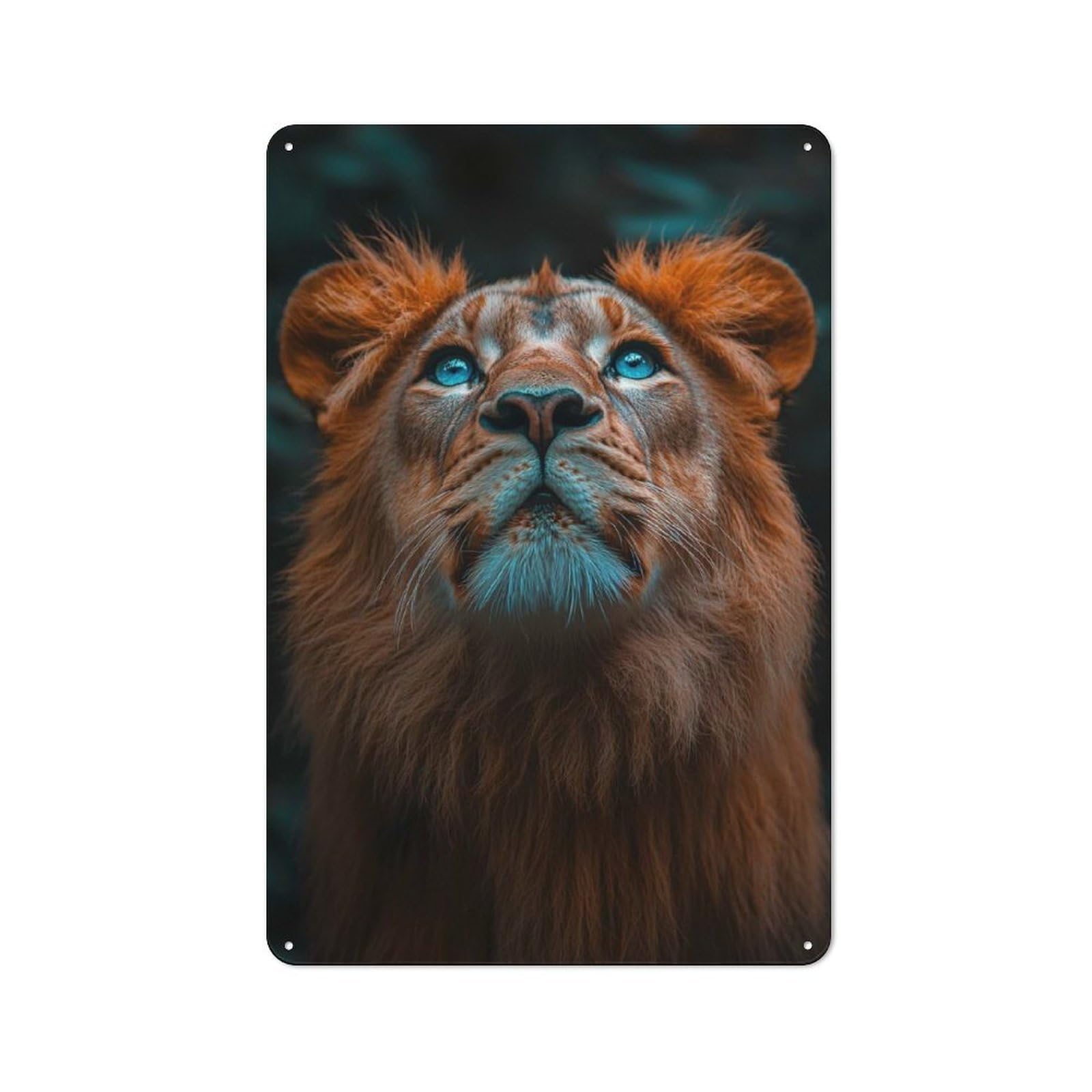 Majestic Lion with Blue Eyes Vintage Tin Sign 30x20cm for Café Or Restaurant, Suited to Café Owners And Decorators