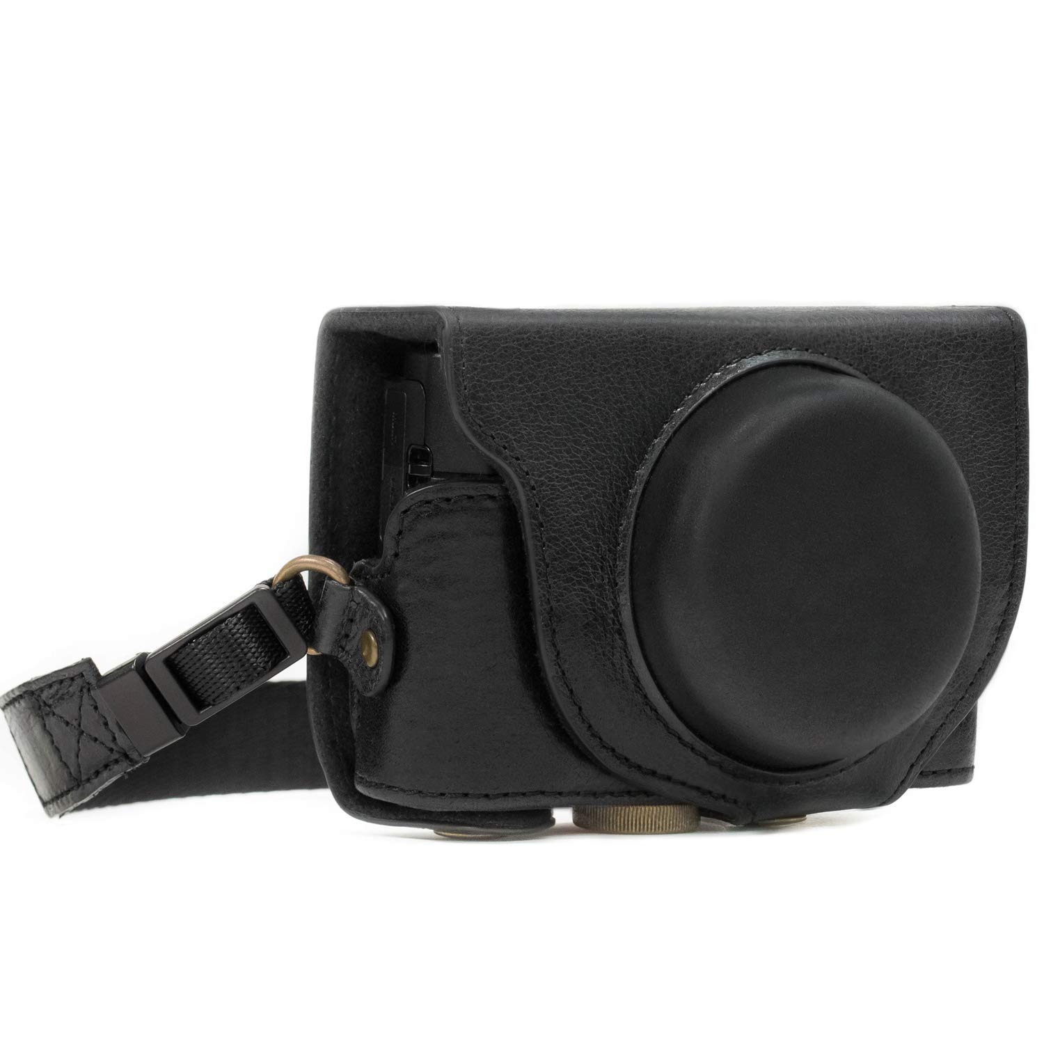 MegaGear Genuine Leather Camera Case for Sony Cyber-shot DSC-RX100 VI, V, IV - Black