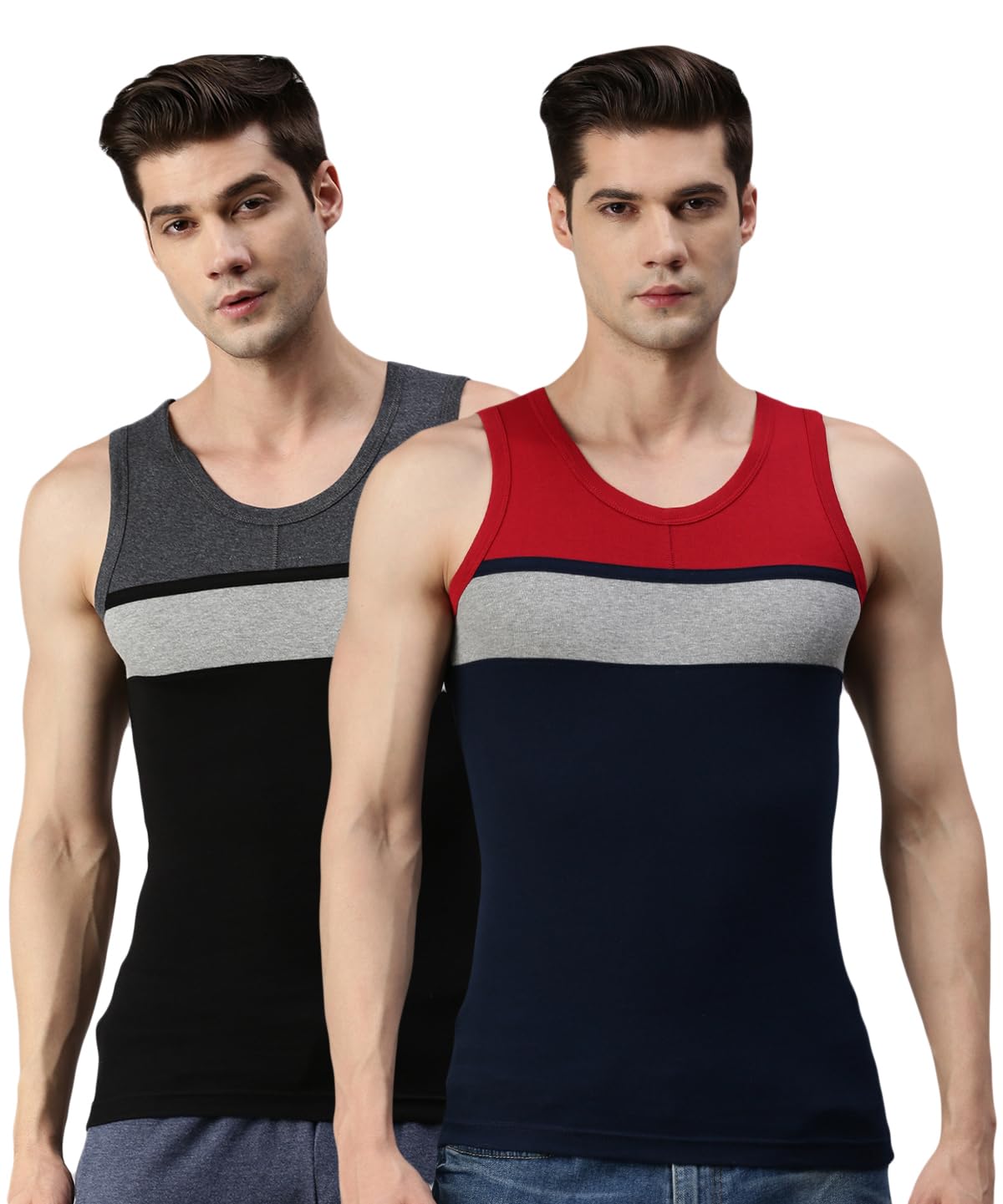 Gym Vest 100% Pure Cotton Rib Fabric | U Neck Sleeveless Innerwear | Ultra Soft Hand Feel | Extremely Stretch Fit | Seamless Comfortable Color May Vary-image-22