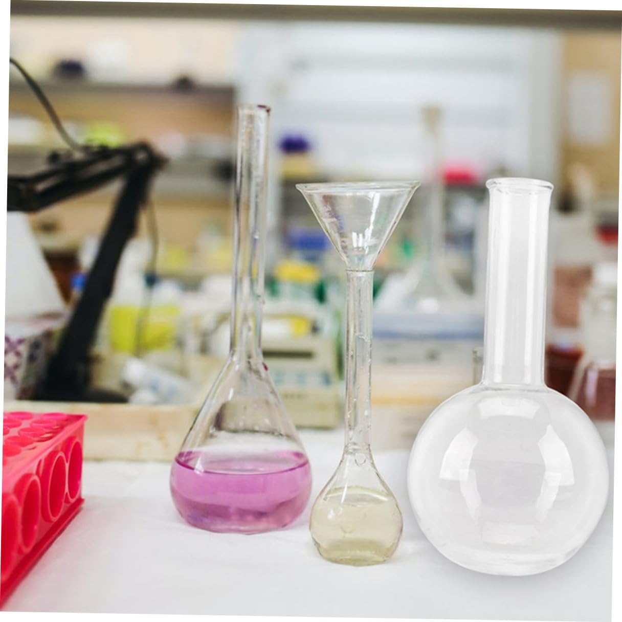Ballon à Ébullition en Verre à Fond Rond 2pcs Léger et Portable pour Laboratoire et École, Flacon à Col Étroit pour Étudiants et Professionnels