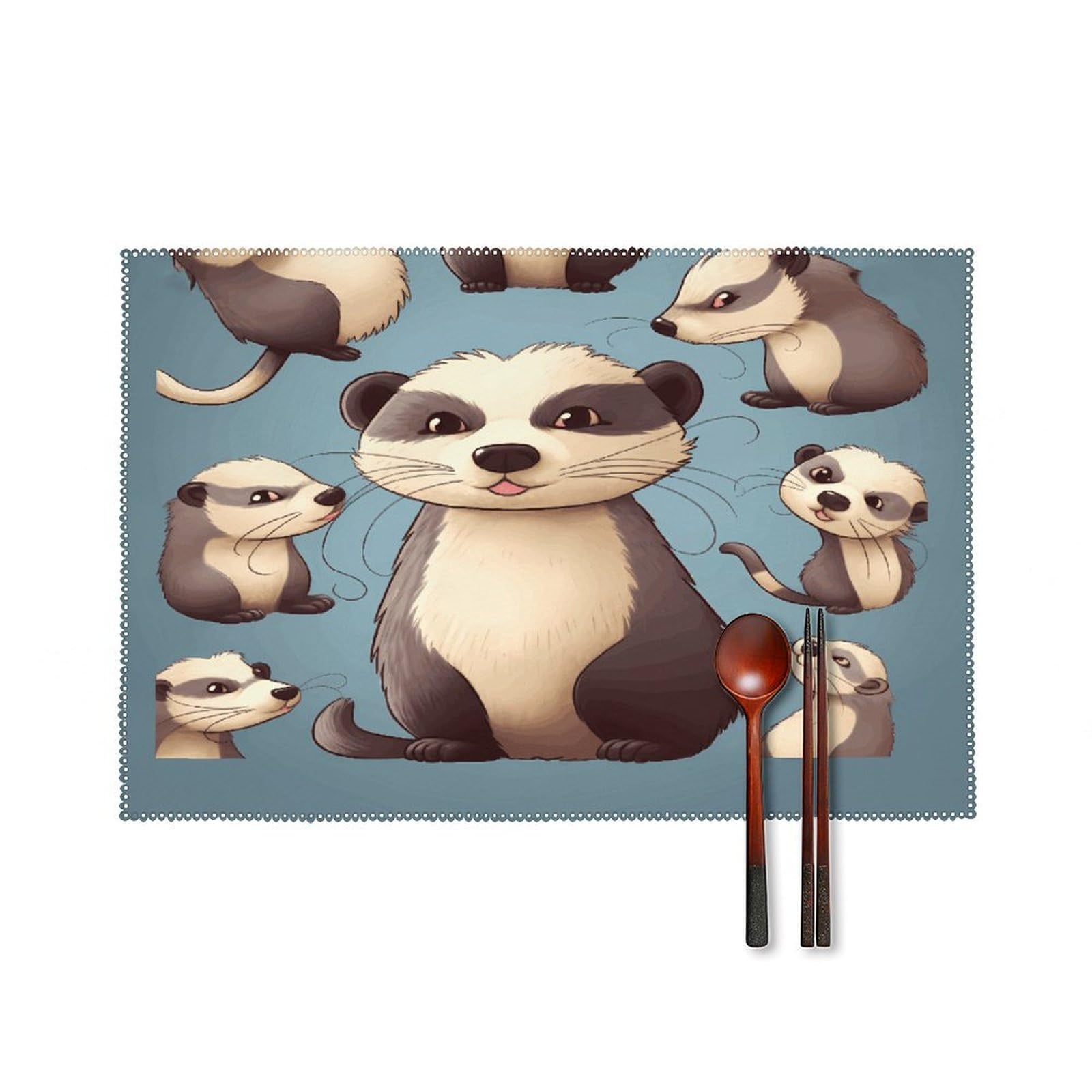 Hairy Ferret Placemats Set of 4 Heat Resistant Non-Slip Place Mats Reusable Dining Table Mats Canvas Place Mat Anti-Fading Waterproof Placemats for Dining Table Decor
