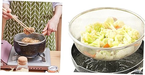 Miniatura 3 de Colador de fideos con doble asa, cesta de colador de verduras, cuenco de lavado de verduras, colador de arroz, cuenco de lavado de acero inoxidable
