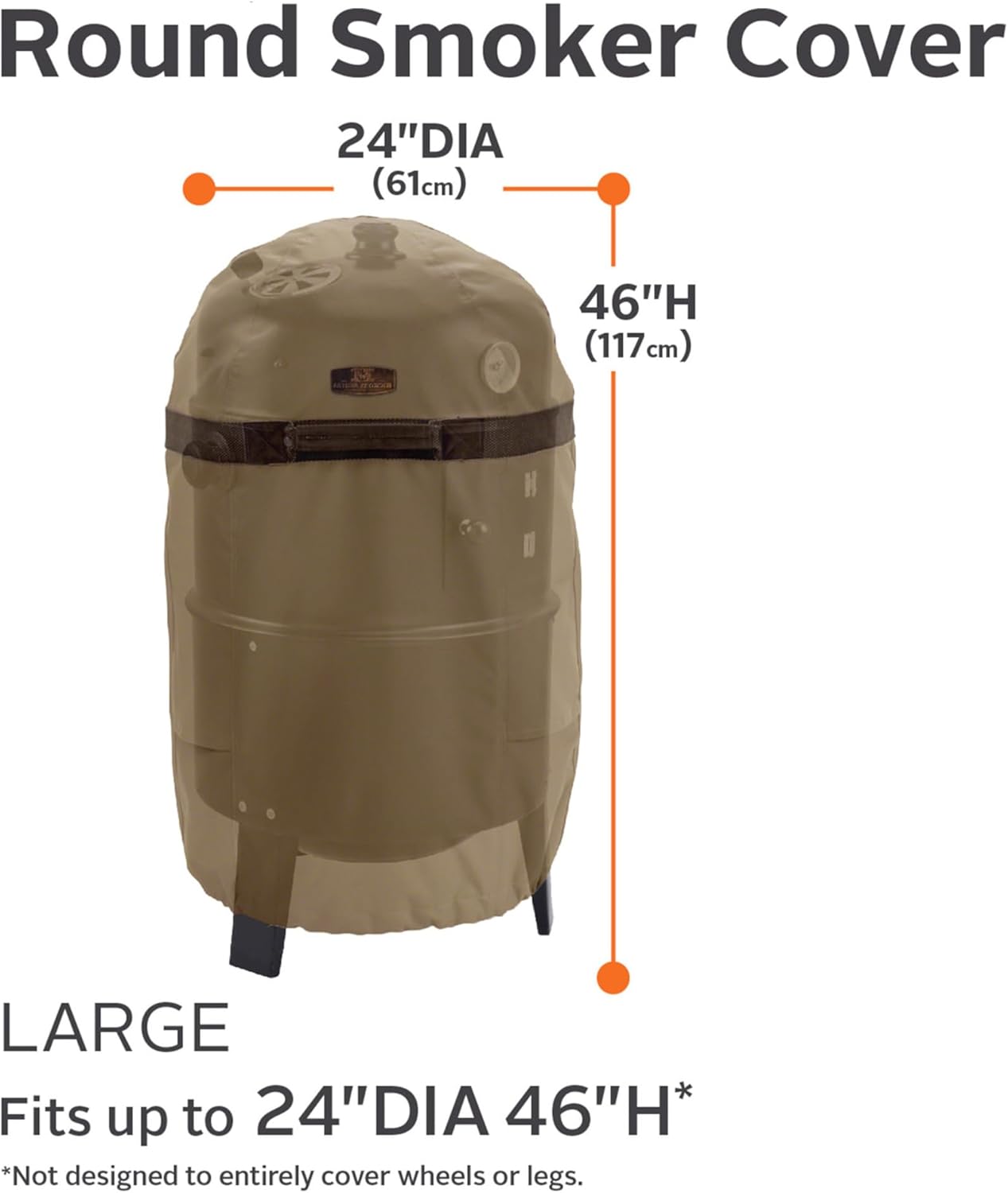 Classic Accessories Hickory Water-Resistant 24 Inch Round Smoker Grill Cover