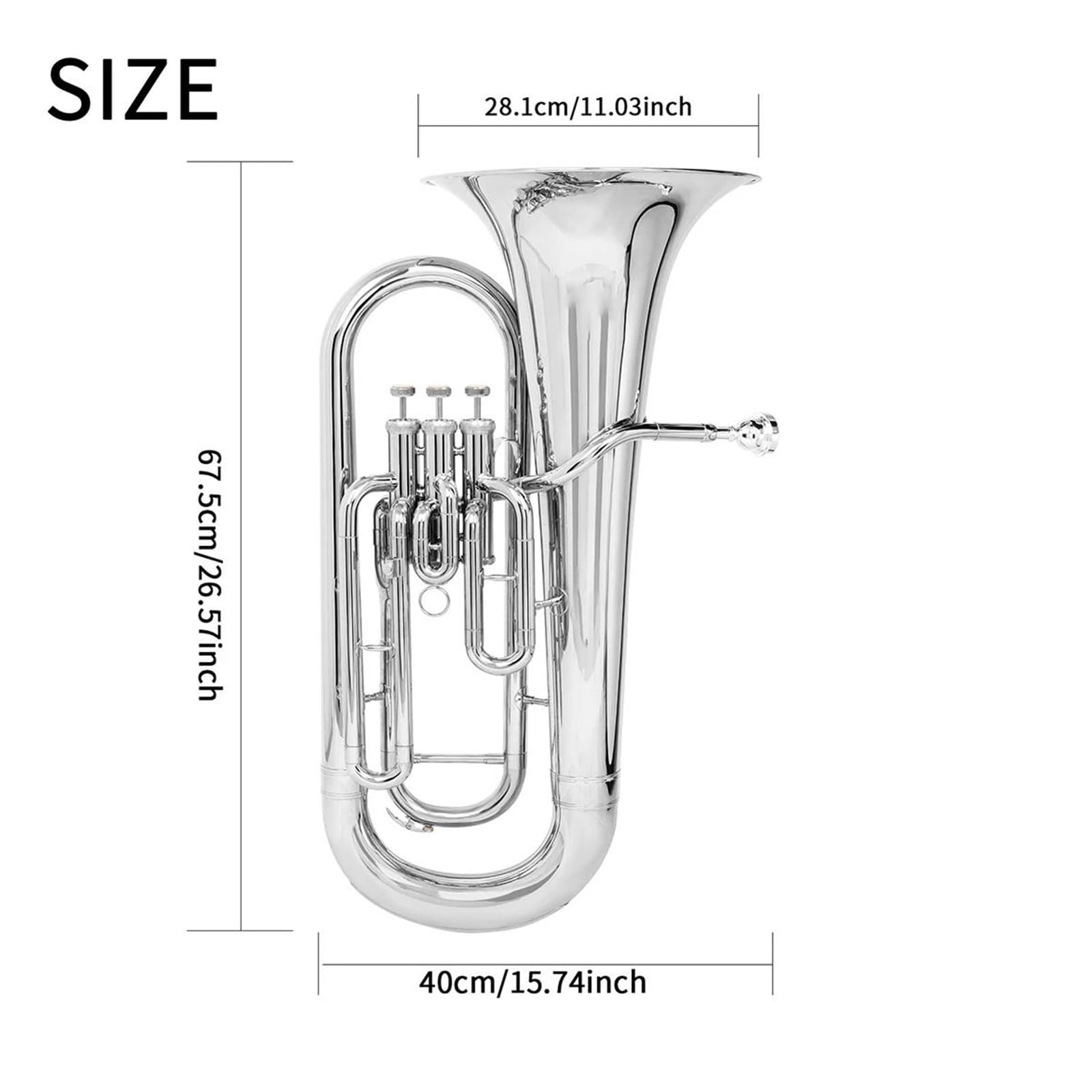 Bb B Flat Euphonium 3 Tasten Vertikales Blechblasinstrument Mit Zubehör Anfänger-Euphonium