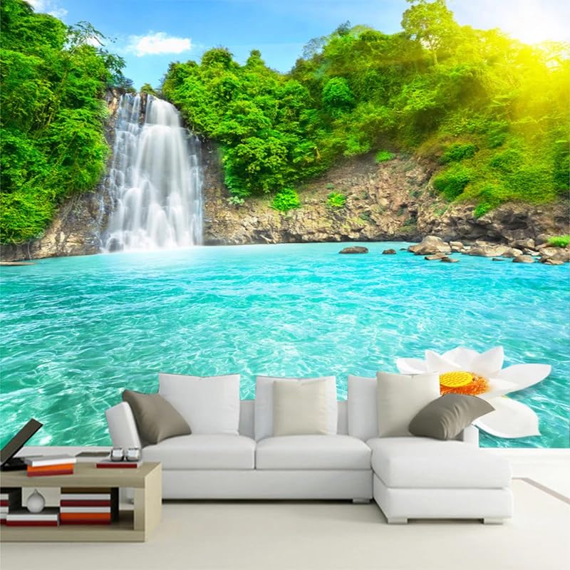 LILOKKO Custom Natural Scenery 3D Wall Mural Forest Waterfalls Pools Wallpaper Living Room Bedroom Sofa Backdrop Wall Papers