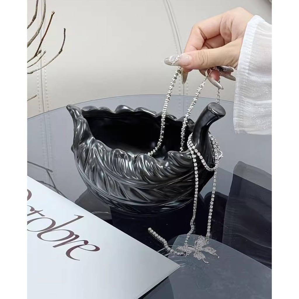 Generico Bandeja de Almacenamiento de Joyas Estilo Hoja, bandejas de cerámica Decorativas, Bandeja para Llaves, decoración de Mesa de Centro, Almacenamiento, Soporte para Llaves, Estante, a