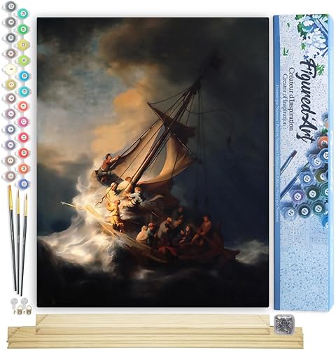 Vista 343 de Figured'Art - Juego de pintura por números, lienzo enrollado sin marco, para manualidades, para adultos, 16 x 20 pulgadas, jarrón de peonías