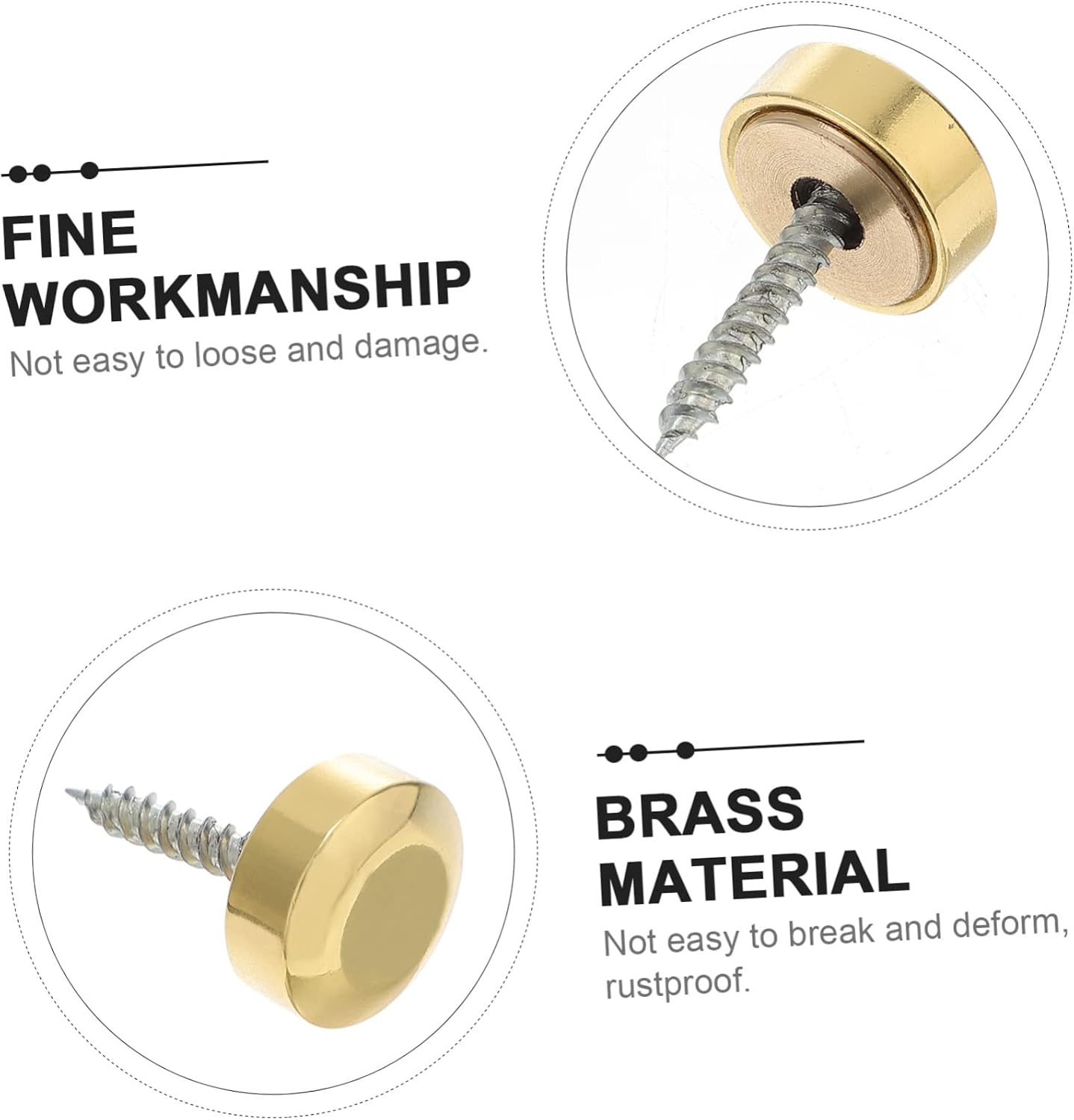 Brass Mirror Screw Caps 8 Sets Decorative Fasteners for Screws
