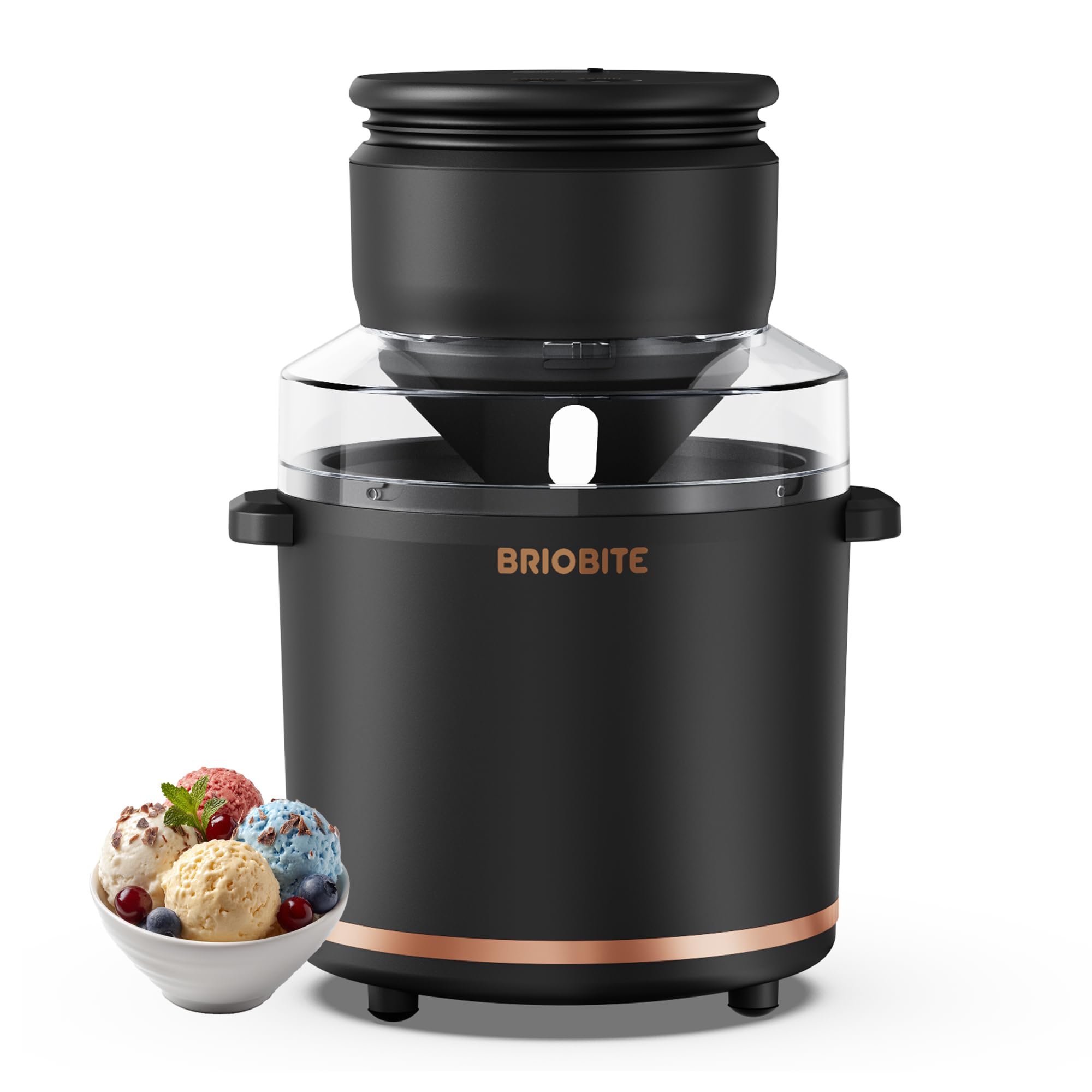 Photo 1 of BRIOBITE 1.1 Quart Ice Cream Maker – Electric Ice Cream Machine for Gelato, Milkshakes & Sorbet,Perfect for 2-3 Servings, Easy to Use & Clean,Black