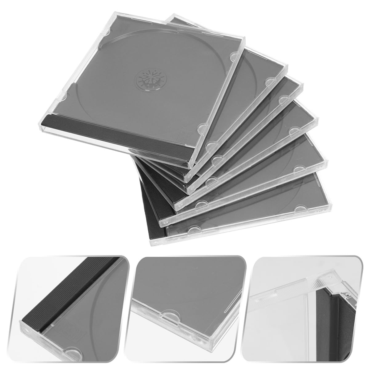 SOIMISS Custodia per CD e Dvd Trasparente in Plastica, Scatola Porta Dischi Impilabile, 10 Pezzi, Contenitori per CD e Dvd