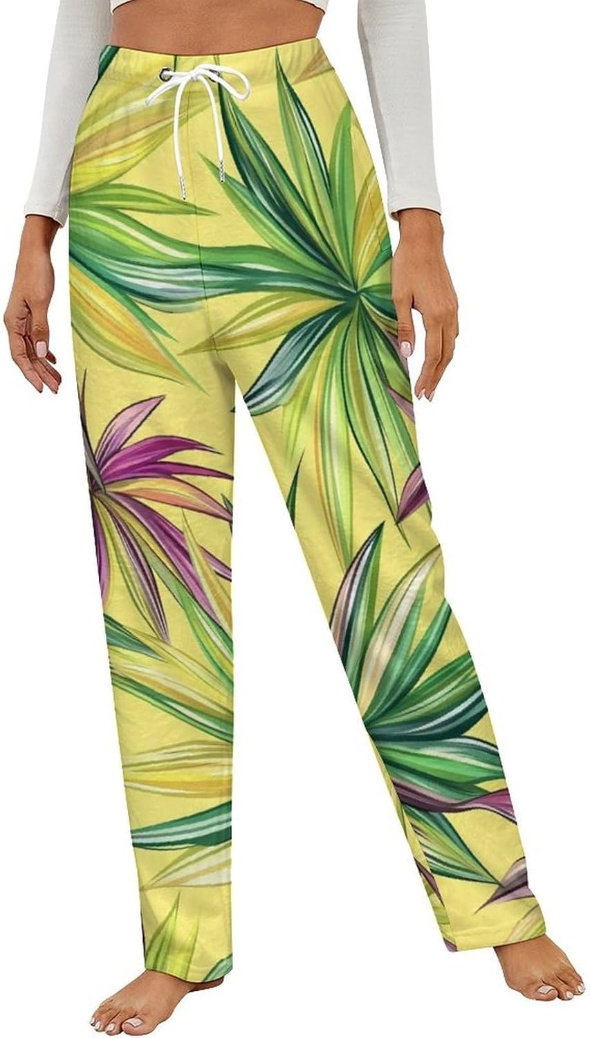 Colorful Agave Plants Flannel Pajama Pants Women Soft Fleece Sleep Pj Lounge Bottoms