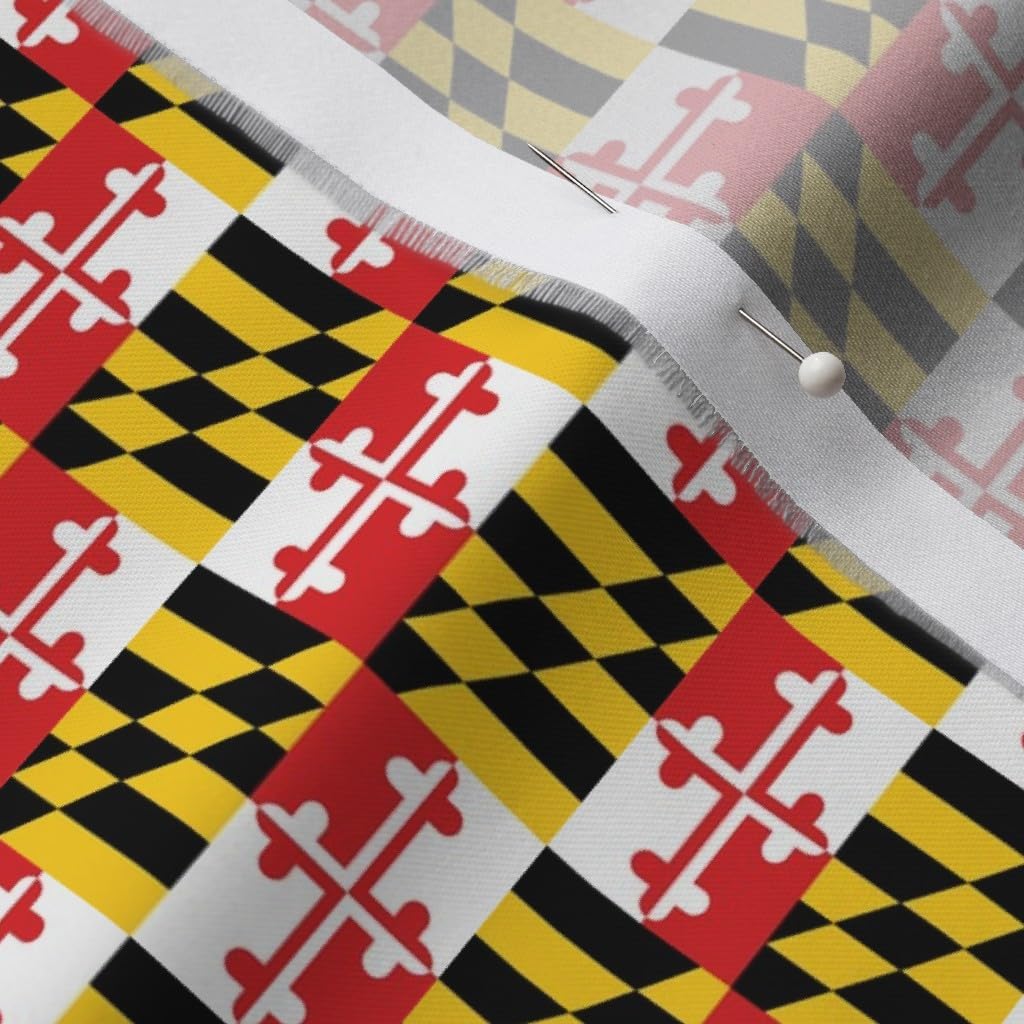 Spoonflower Fabric - Tiny Maryland Flags Flag Sailing Racing Naval State Printed on Organic Cotton Sateen Fabric by The Yard - Sewing Quilting Apparel Home Decor