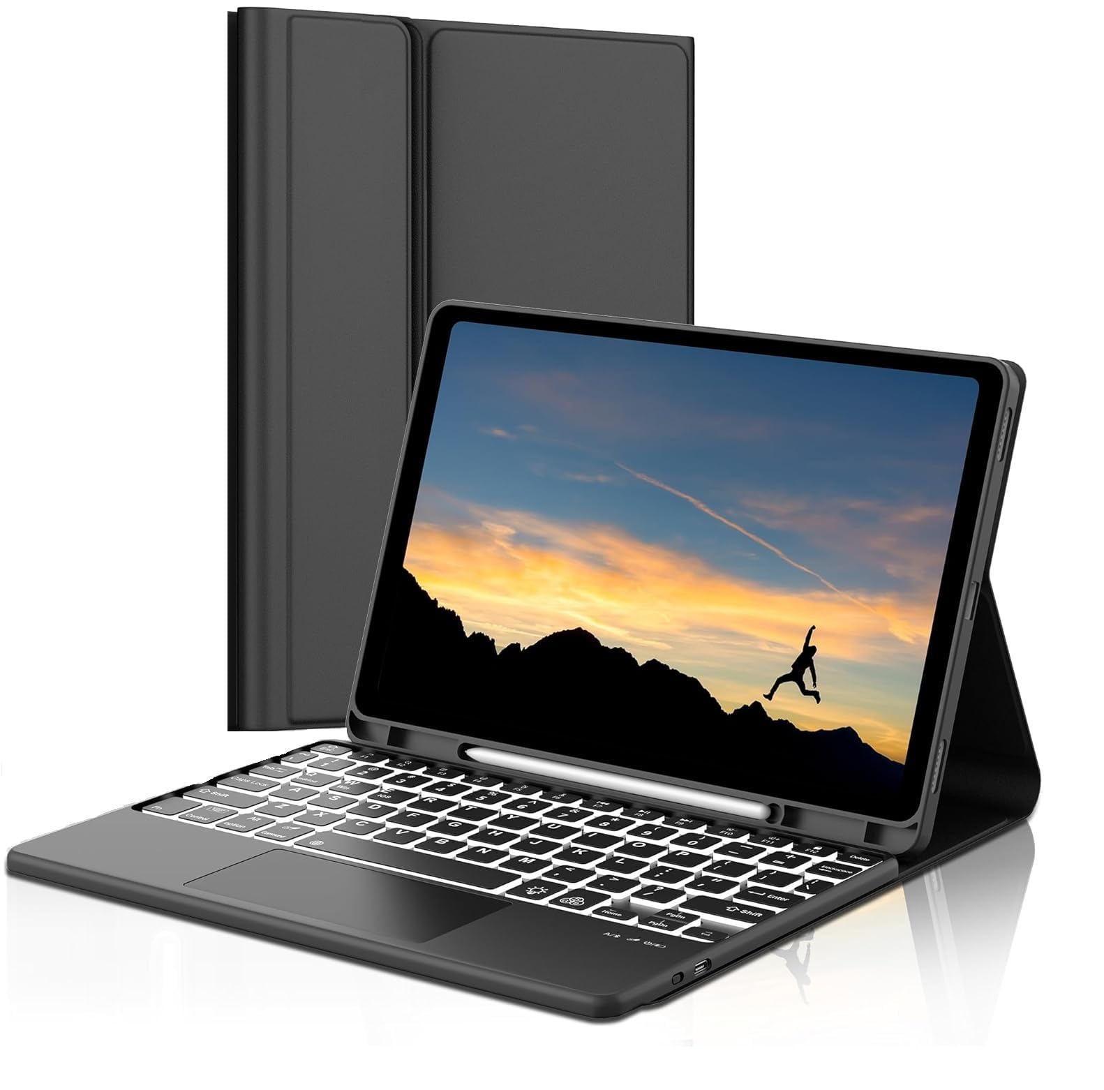 typecase Keyboard case for iPad 10.2 Inch (9th, 8th, 7th Gen), iPad Air 3, iPad Pro 10.5, Multi Touch Trackpad & 7-Colors Backlit, Multi Viewing Angle, Pen Slot, Magnetically Detachable Keyboard Cover-image-10