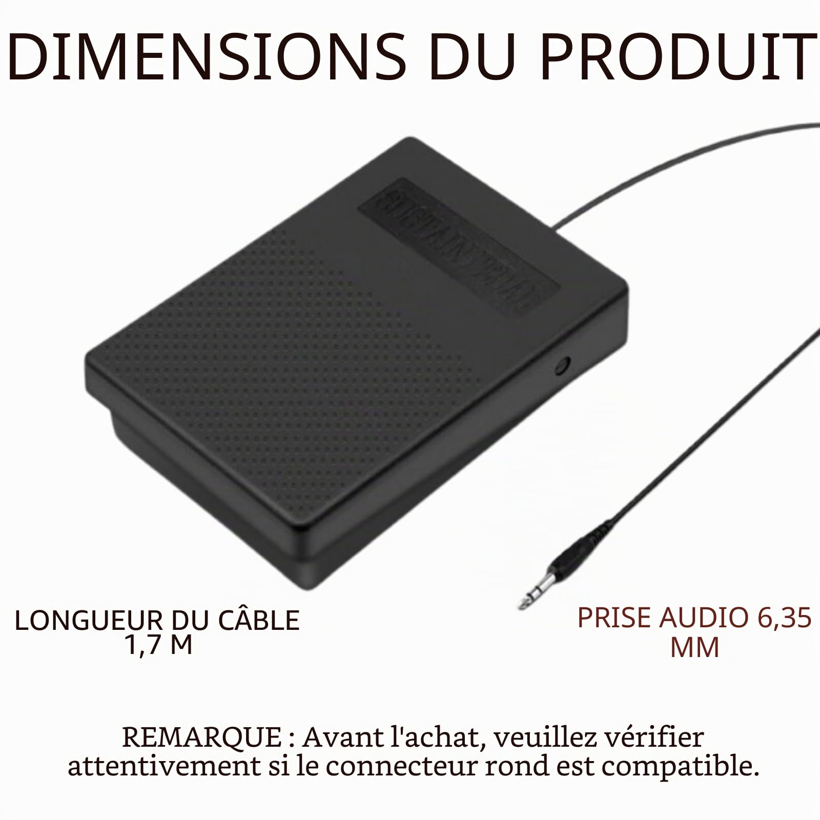 Pédale Piano Sustain,Pédale de Sustain Universelle,Pédale de Commutateur au Pied,avecCâble de 1,7 m et Base Antidérapante Noir,pour Claviers,Claviers/Contrôleurs MIDI et Pédales d’Effets de Guitare