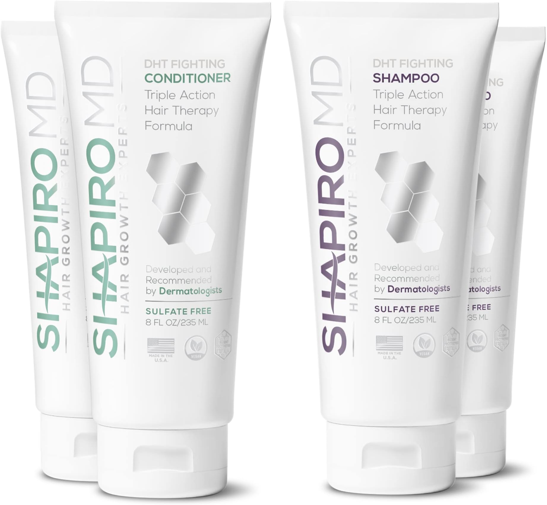 - Shapiro MD Hair Growth Experts Hair Loss Shampoo and Conditioner, DHT Fighting Vegan Formula for Thinning Hair Developed by Dermatologists, Experience Healthier & Thicker Hair - 2 Month Supply