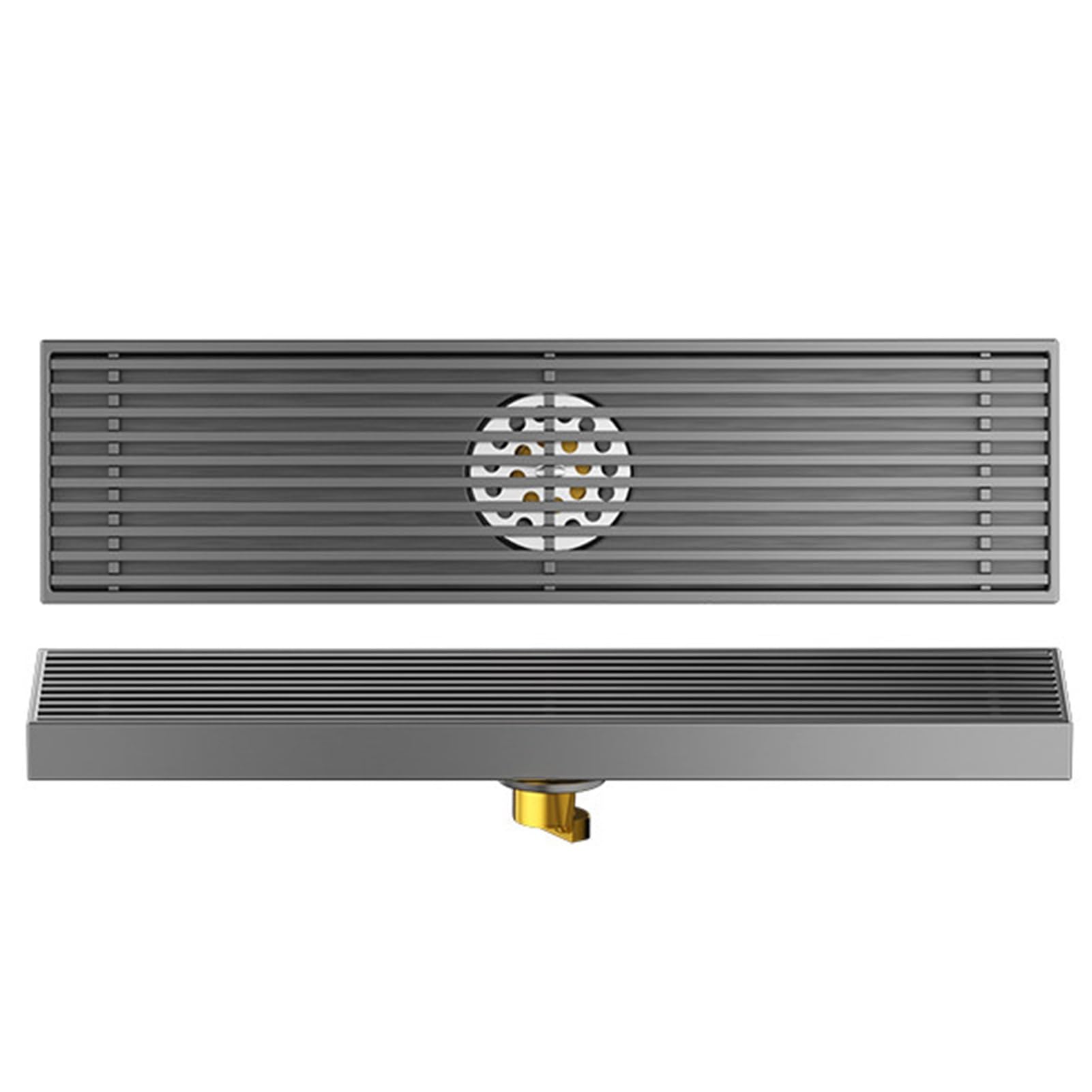 KLGFBDC Linear Shower Drain with Hair Strainer, Floor Drain for Kitchen Bathroom Garage, Rectangular Drainage Channel