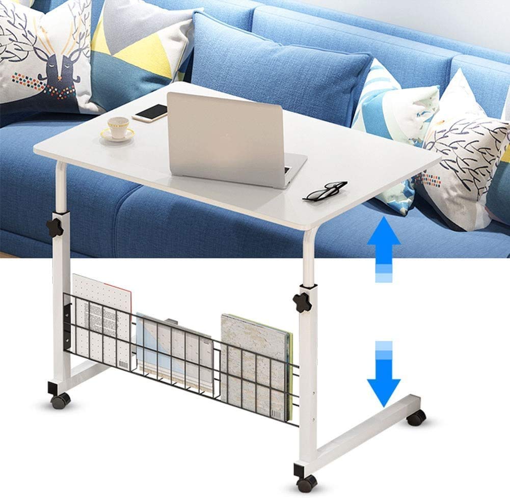 Laptop Table Side Table Laptop Desk Overbed Table Height Adjustable Hospital Table with Locking Casters Medical Bedside with