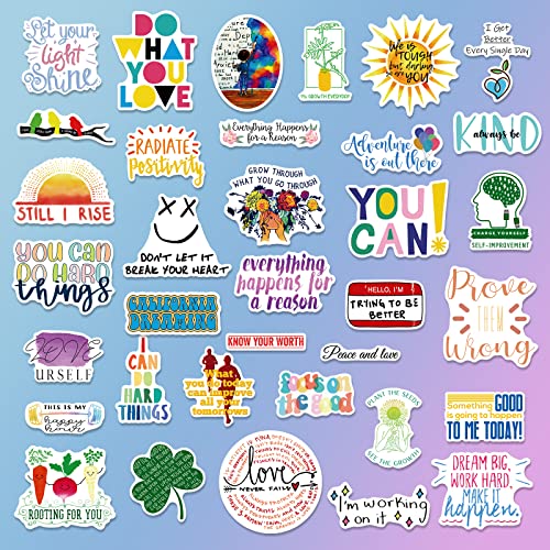 Lifebe 100Pcs Inspirational Stickers For Water Bottles, Positive Quote Stickers For Laptop Computer Scrapbook Notebook Journaling, Motivational Words Stickers For Teens Adults, Waterproof Vinyl Mental Health Stickers #TOP2