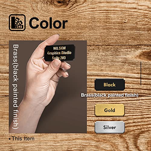 Image of Personalized Name Plates, Deep Engraved Plaque, Black Brass Trophy Plates Engraved, Custom Name Plate with Adhesive Backing or Screws, 3 inch W x 1 inch H