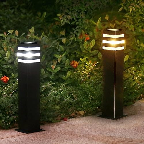 Miniatura 5 de Lámpara de pie para jardín de césped negro y duradero E27, luces de camino, entrada de paisaje, columna de metal de aluminio, luz de calle, estilo