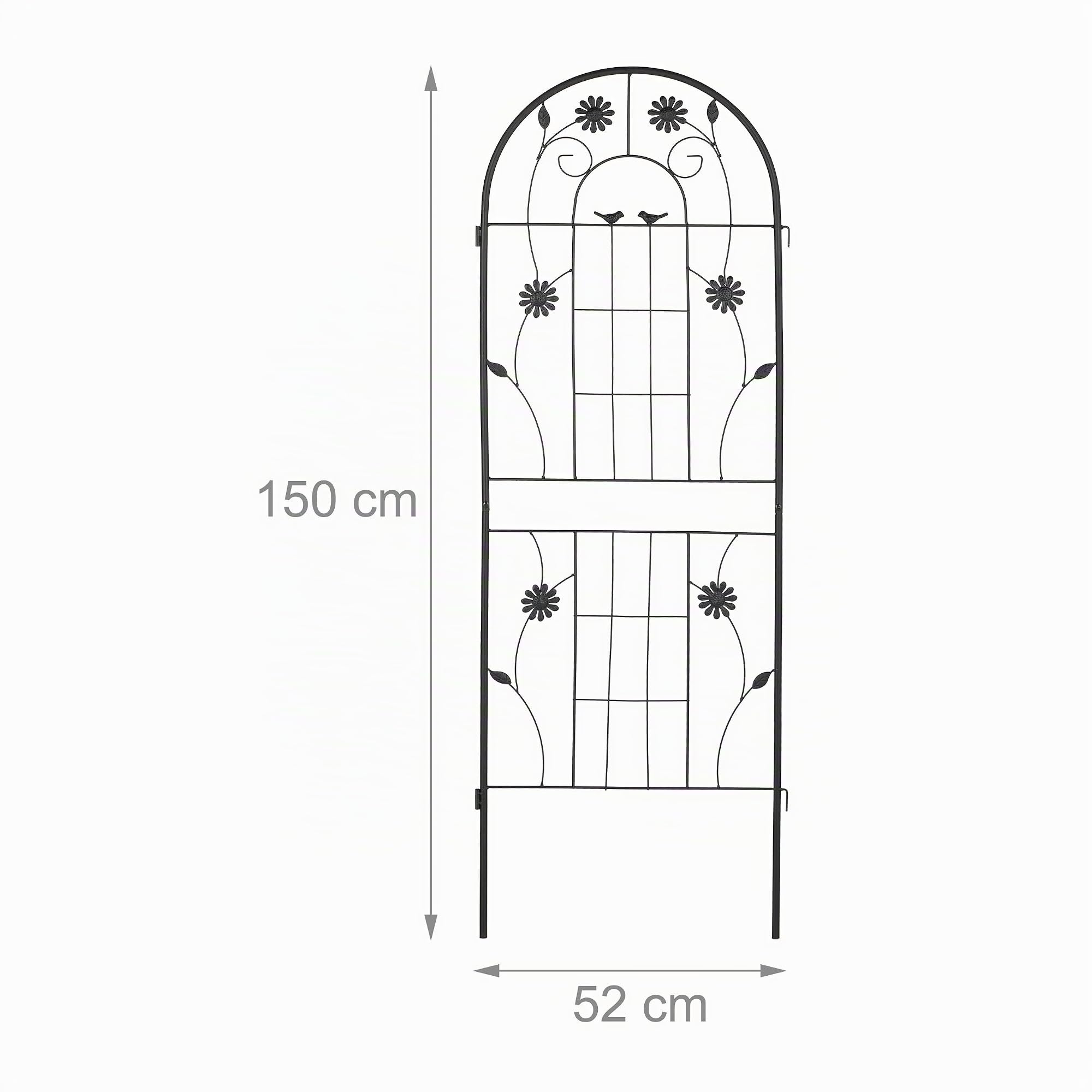 Relaxdays Grigliati per Rampicanti, Set da 2, HxL 150 x 50 cm, Supporti in Metallo per Piante, Tralicci a Incastro, Nero
