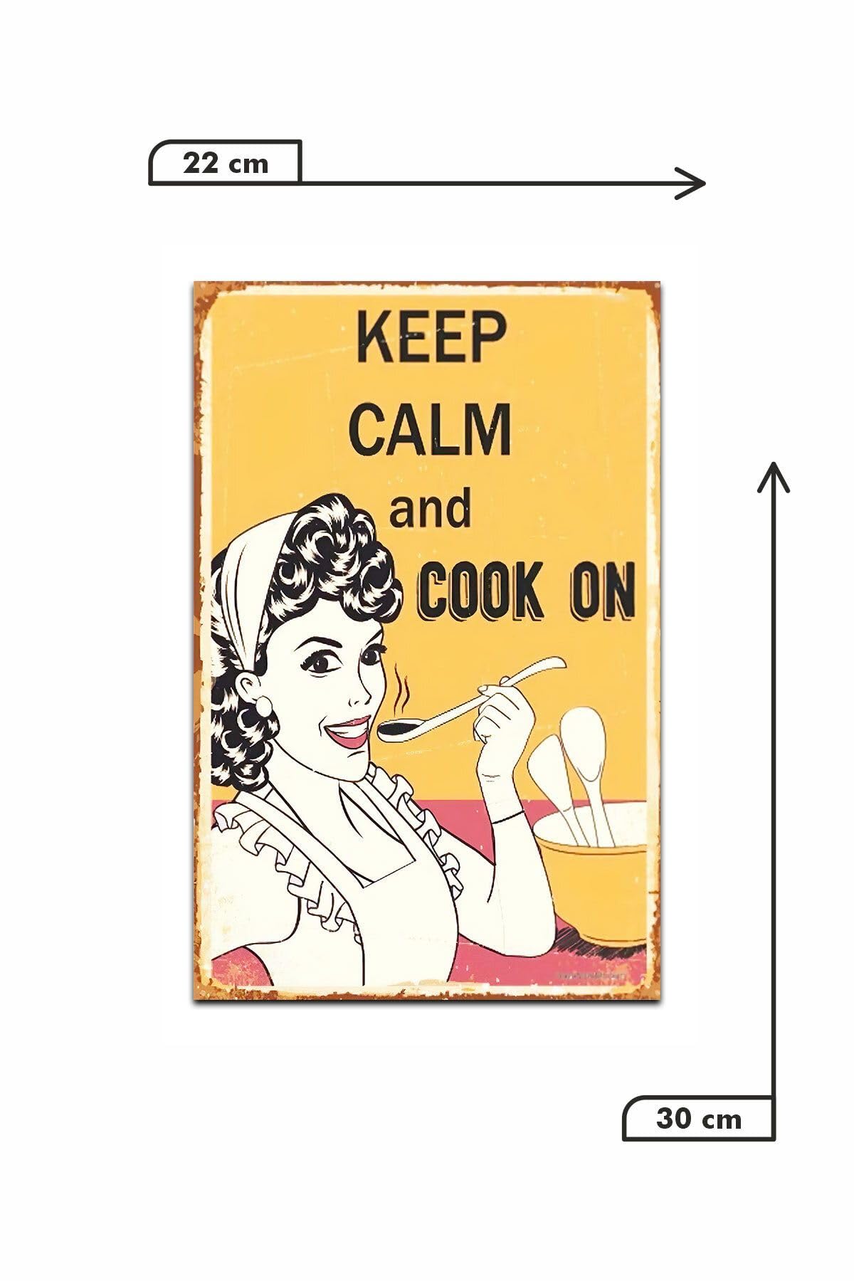 Dekolia Kuşe Kağıt Duvar Posteri Keep Calm And Cook On Retro Vintage Drtr0029