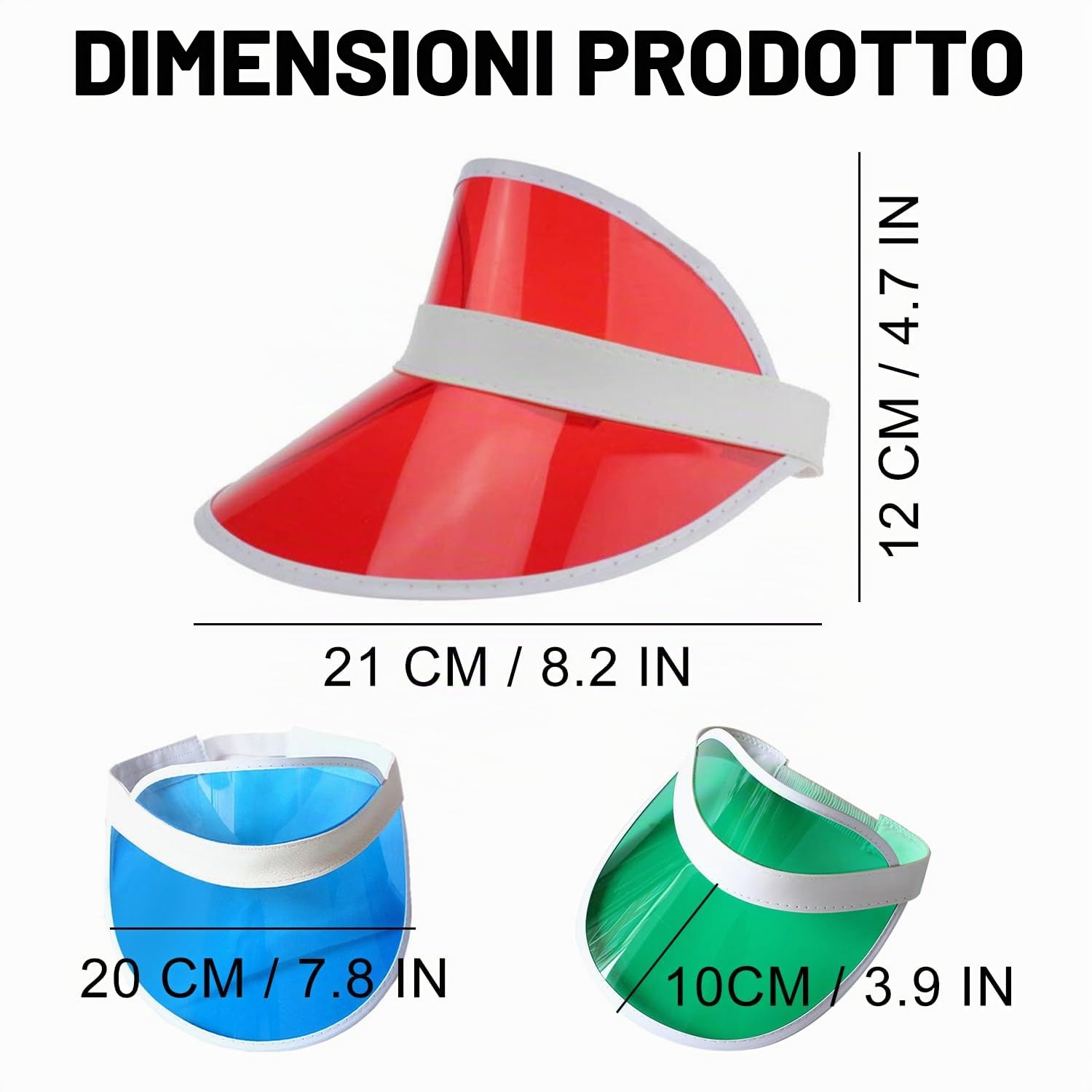5 Pezzi Berretto Visiera Trasparente Neon, Parasole Retro per Tennis e Golf, Sun Cap Pub Anni '80, Adatta per Ciclismo, Corsa e Alpinismo