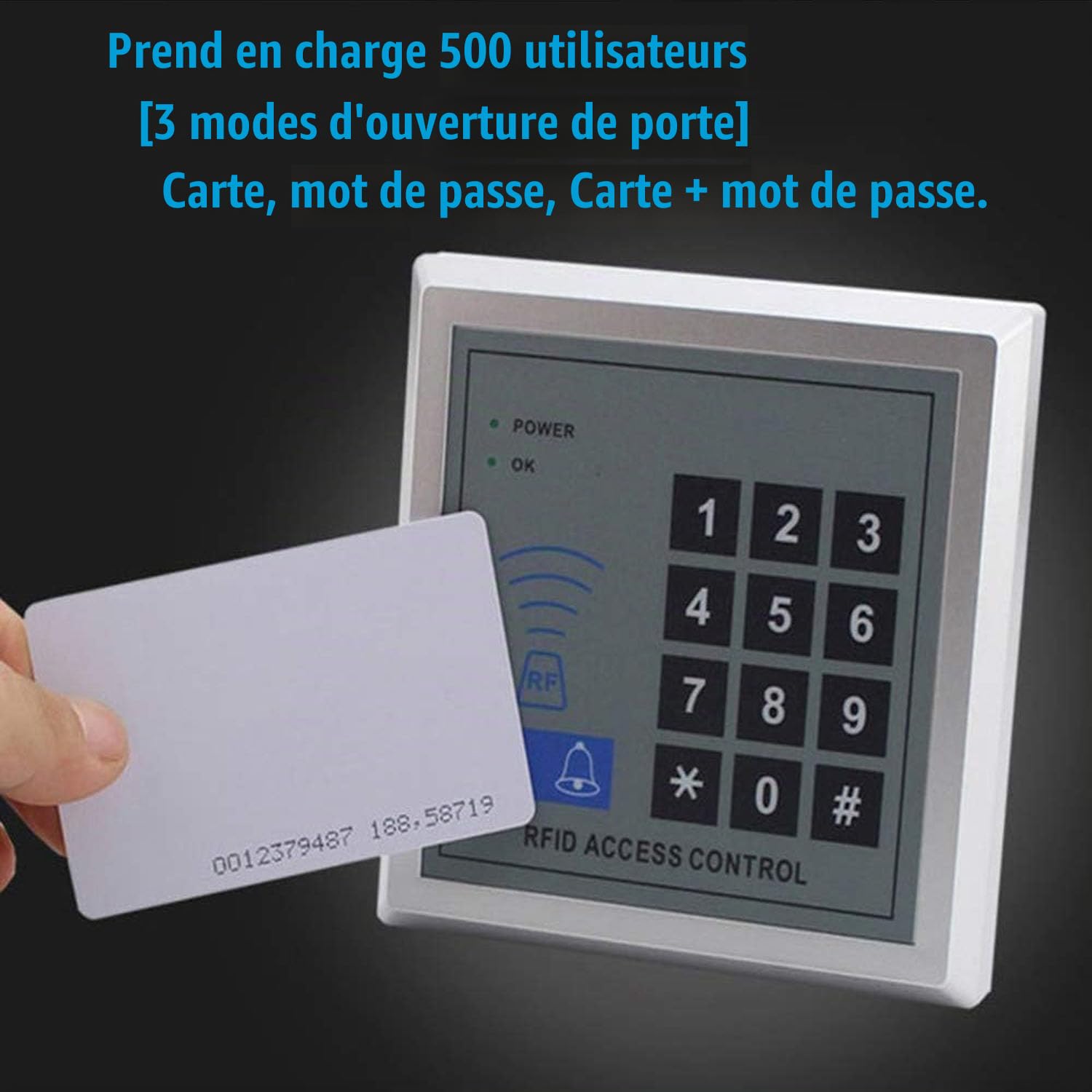 YAVIS Kit Système de Contrôle d'Accès RFID, Serrure Magnétique Electrique 280kg/600lbs résistant à l'eau, Alimentation DC 12V 3A, EM-ID Card 125KHz Proximité Clavier, Sonnette de Porte, Boutons 10 Clé