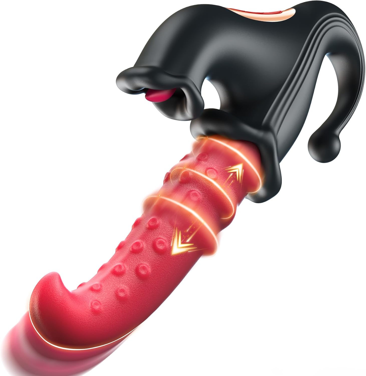 Thrusting Vibrator Sex Toys, 4-in-1 G-Spot Vibrator with 10 Sliding Ring, Vibrating, Thrusting & Licking Modes, Rabbit Vibrators Sex Toy for Clitoral, Nipple & Anal, Women Couples Sex Toys