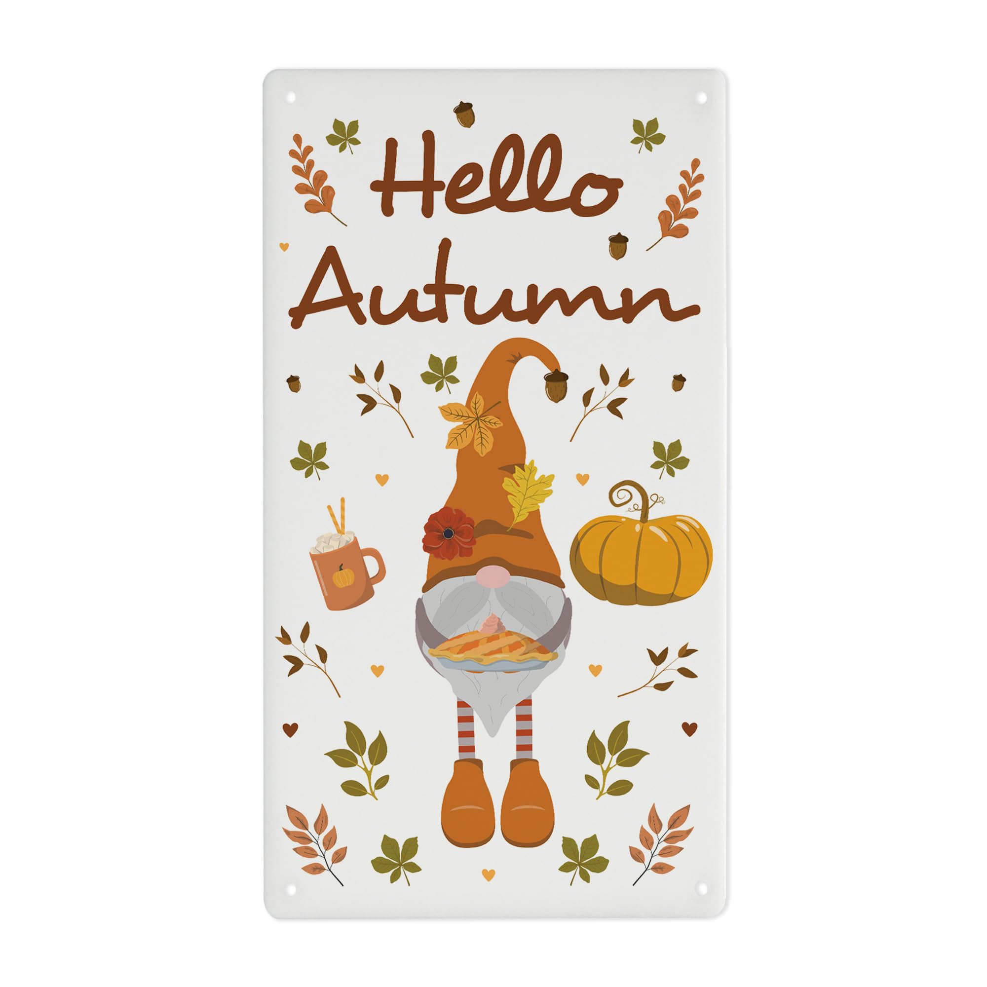 Red Ocean Hello Autumn Decorations Acrylic Wall Plaque Printed Leaves and Pumpkin Signs Novelty Sign for Thanksgiving Day Decorations Accessories