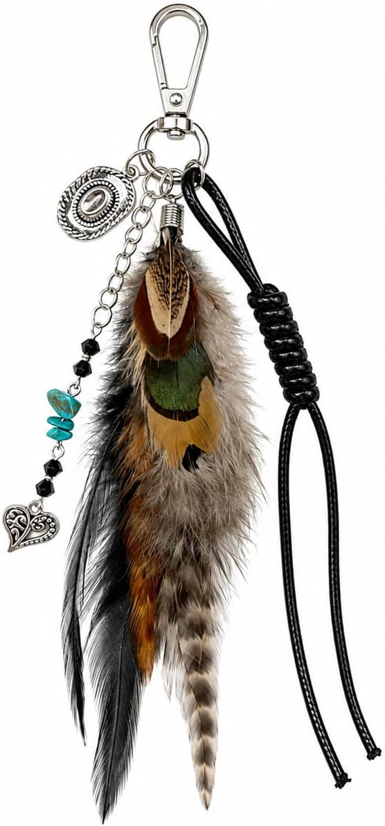 Western Keychain Bag Charms - Boho Tassel Turquoise Car Key Chain