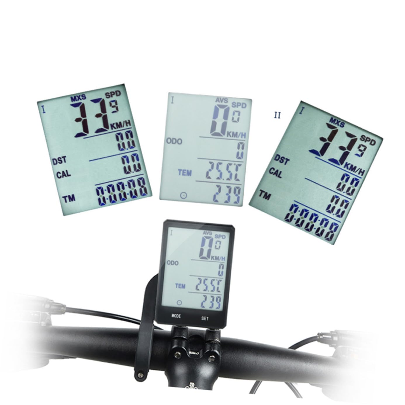 Contachilometri per Bici Wireless con Retroilluminazione Nero